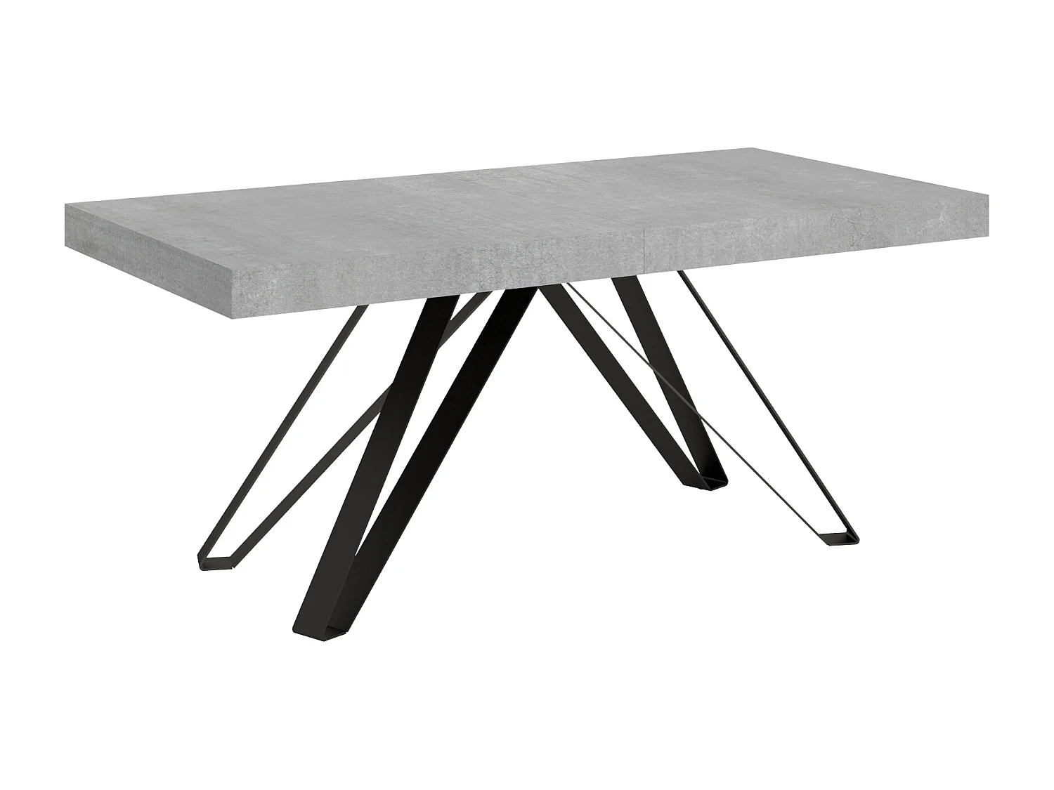 Table extensible 180/440x90 cm Terium effet gris béton pieds anthracite