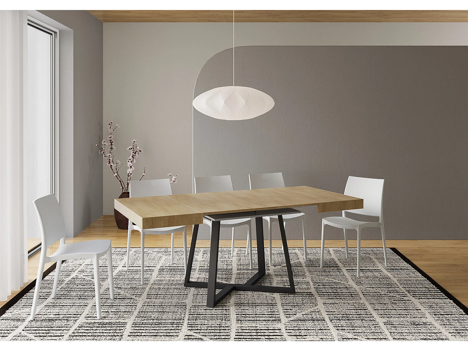 Ausziehtisch 90/194x90 cm Zeplir Eiche Natur Tischbeine Anthrazit