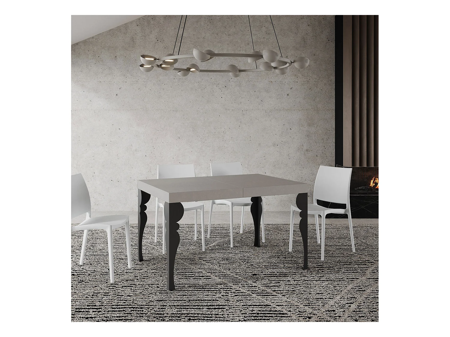 Table extensible 80x120/204 cm Paxon Cachemire cadre Anthracite