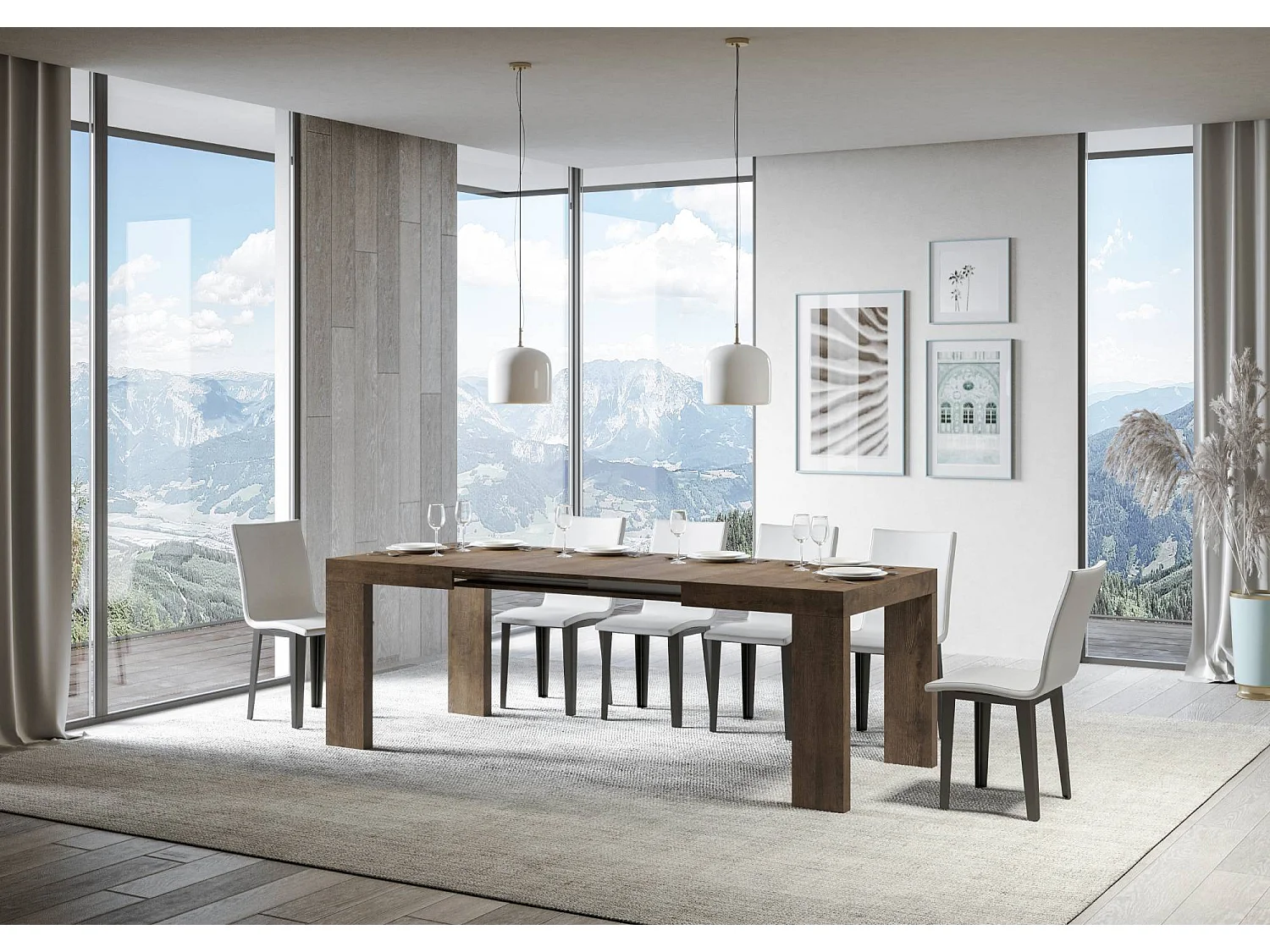 Uitschuifbare tafel 140/400x90 cm Roxell walnoot