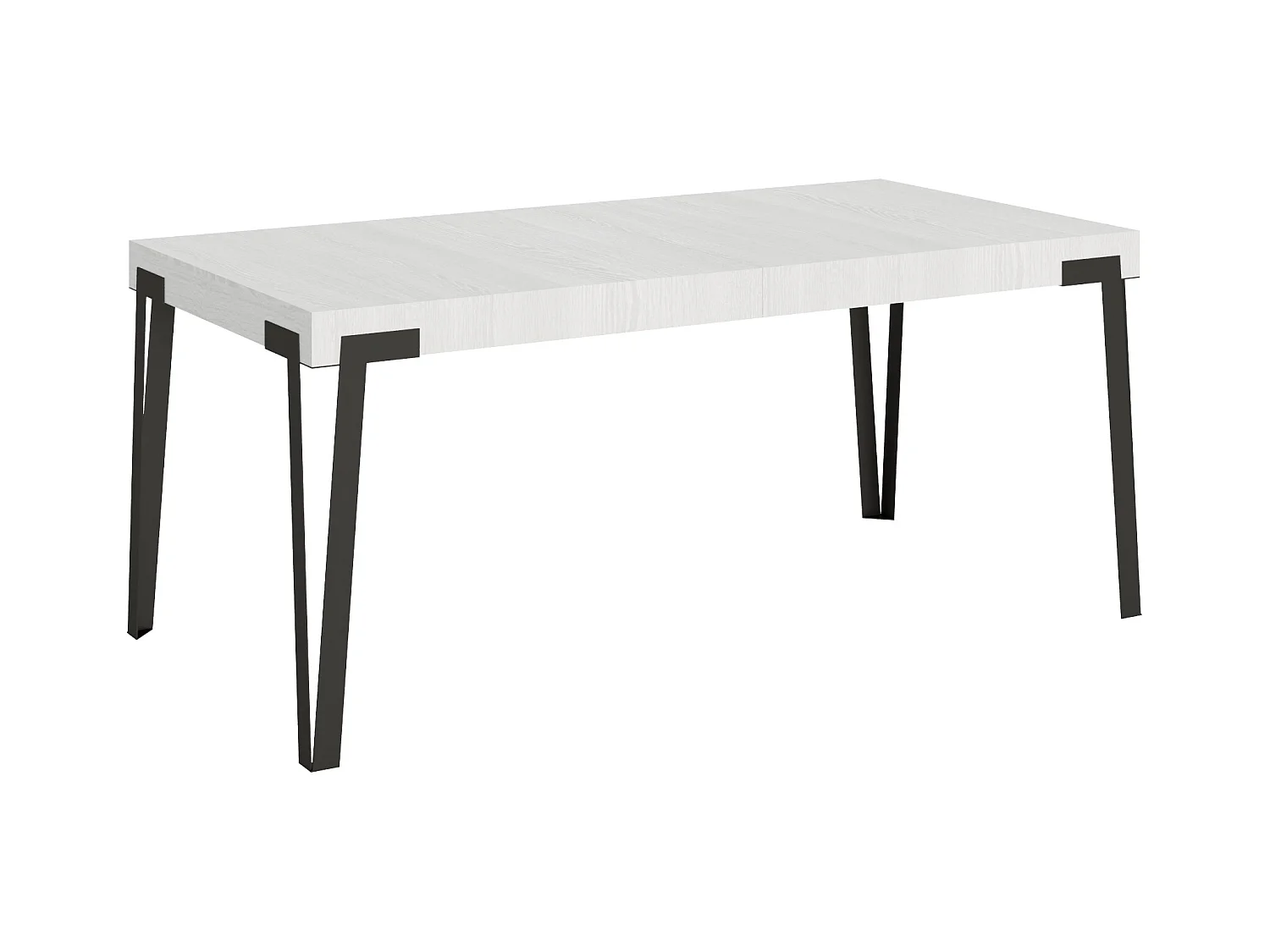 Table extensible 90x200/304 cm Rio Frêne Blanc cadre Anthracite