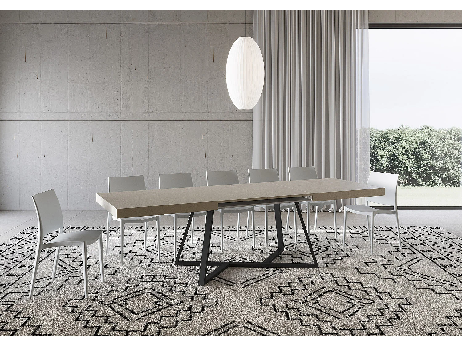 Table extensible 180/284x90 cm Booster cachemire pieds anthracite