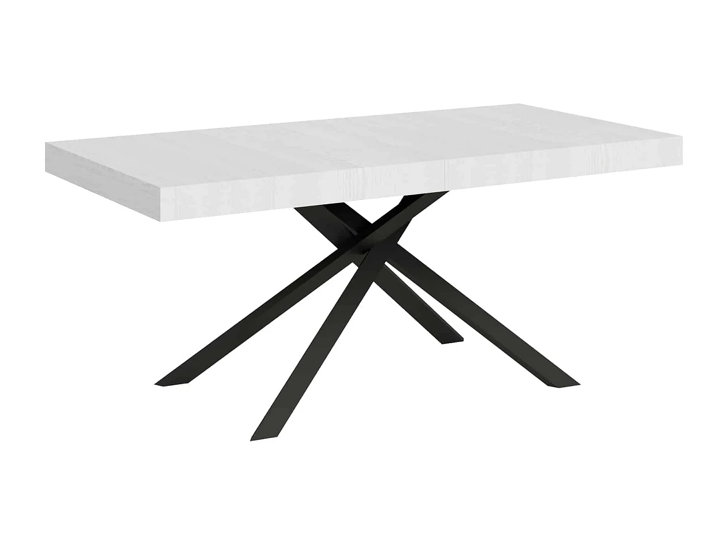 Table extensible 160/244x80 cm Karida frêne blanc pieds anthracite