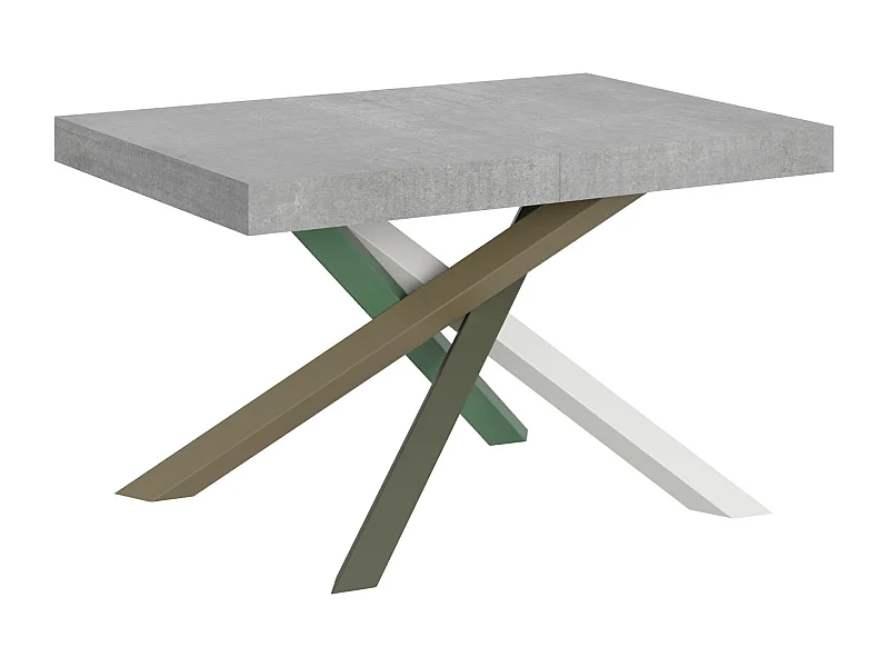 Uitschuifbare tafel 140/400x90 cm Volantis cement poten veelkleurig 4/A
