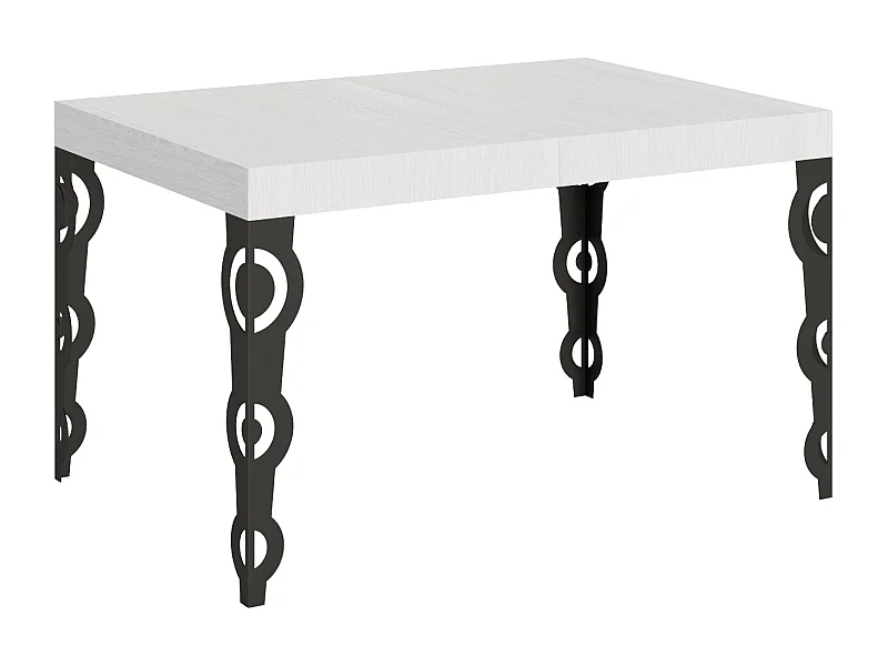 Karamay Ausziehtisch 140/400x90 cm, Esche weiß, Beine anthrazit