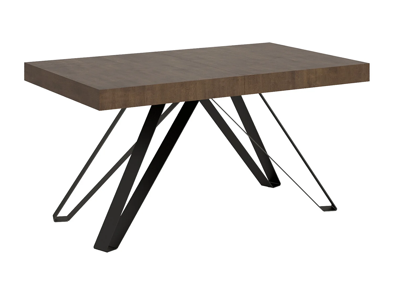 Uitschuifbare tafel 160/420X90 cm Terium walnoot met antraciete poten