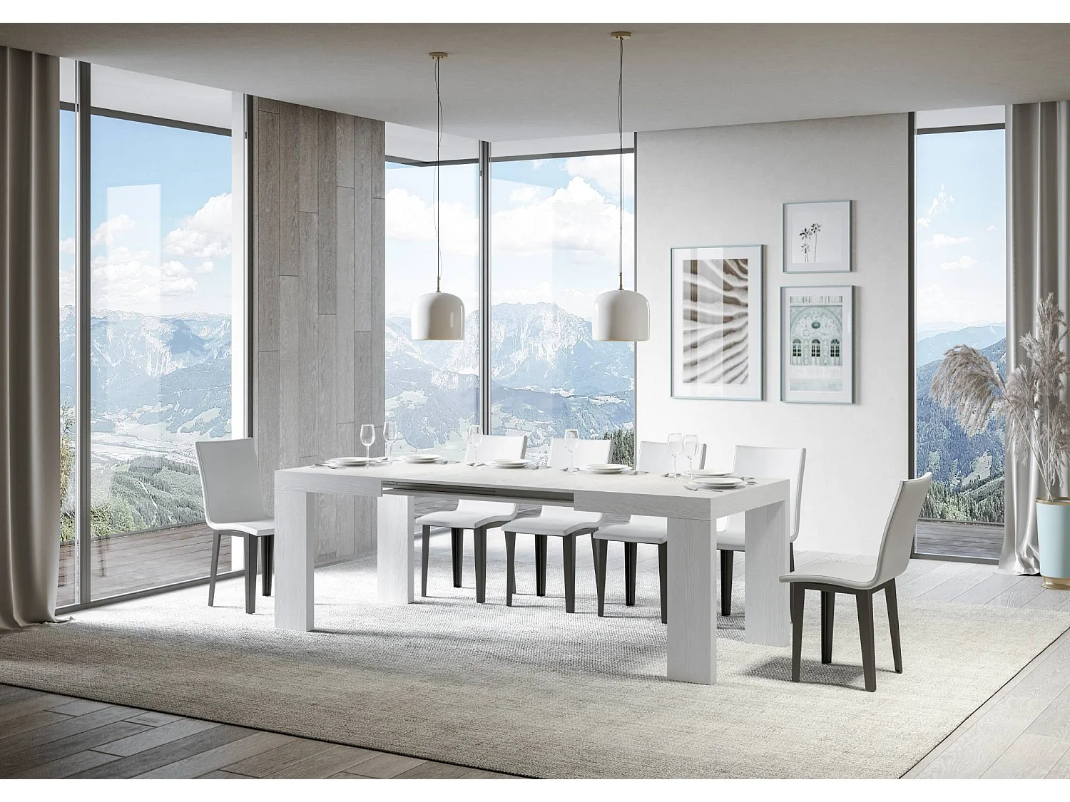 Table extensible 140/400x90 cm Roxell frêne blanc