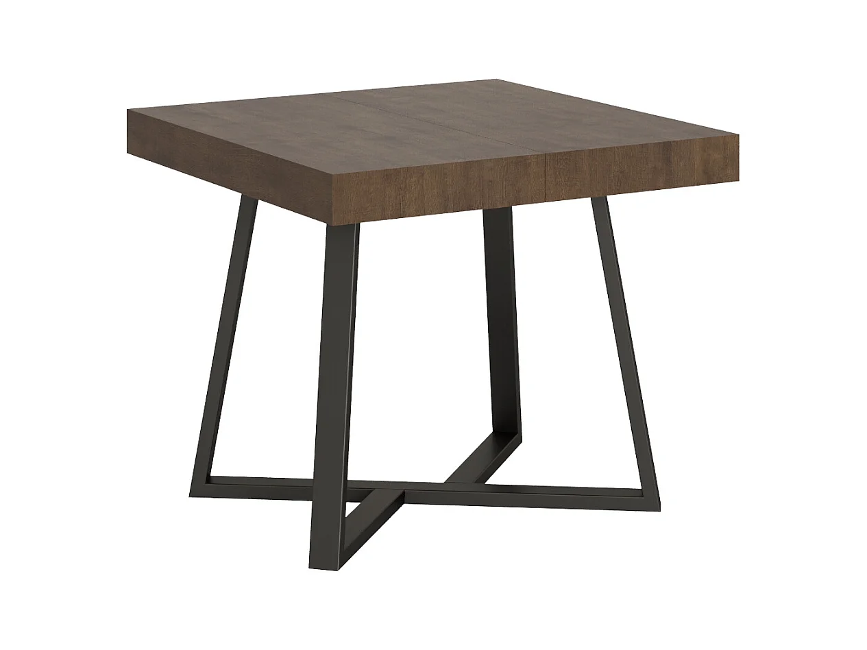 Table extensible 90x90/194 cm Zeplir noyer pieds anthracite