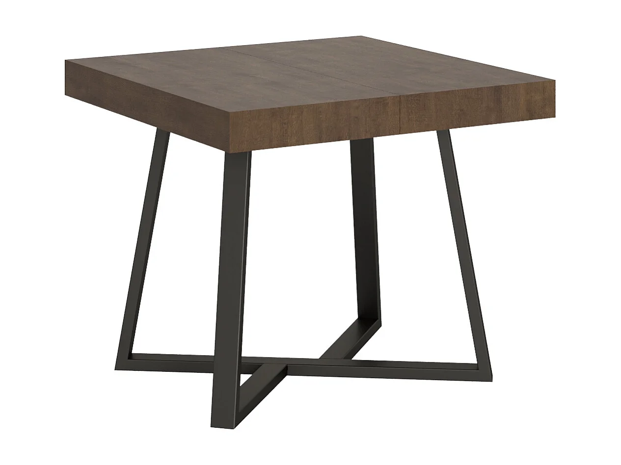 Mesa de jantar extensível 90/194x90 cm Zeplir nogueira pernas antracite