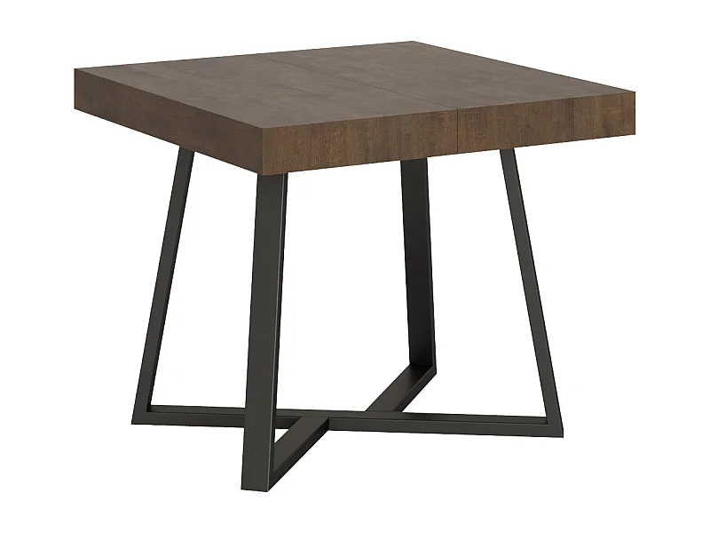 Table extensible 90/194x90 cm Zeplir noyer pieds anthracite