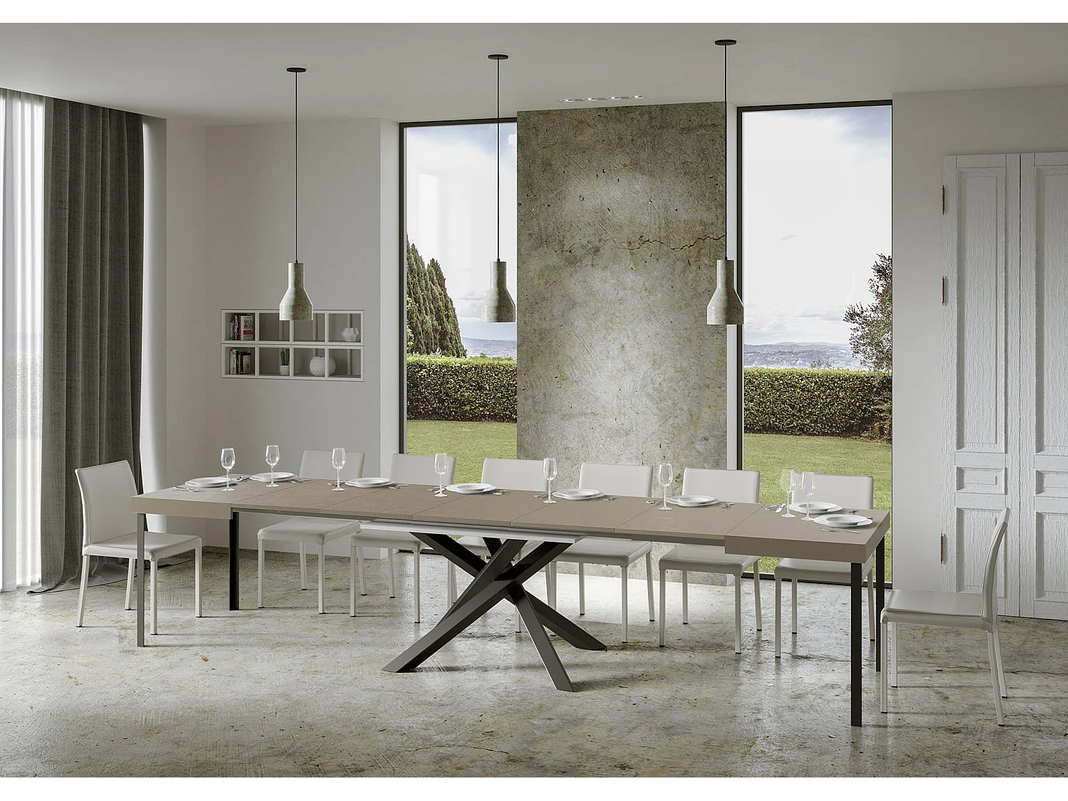 Table extensible 200/460x90 cm Volantis cachemire pieds anthracite