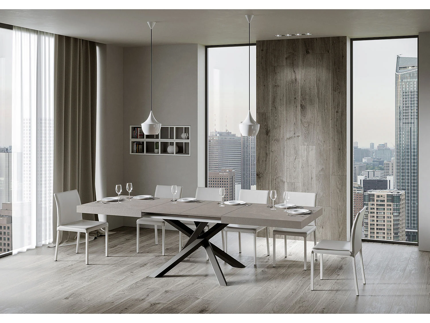 Table extensible 200/460x90 cm Volantis cachemire pieds anthracite