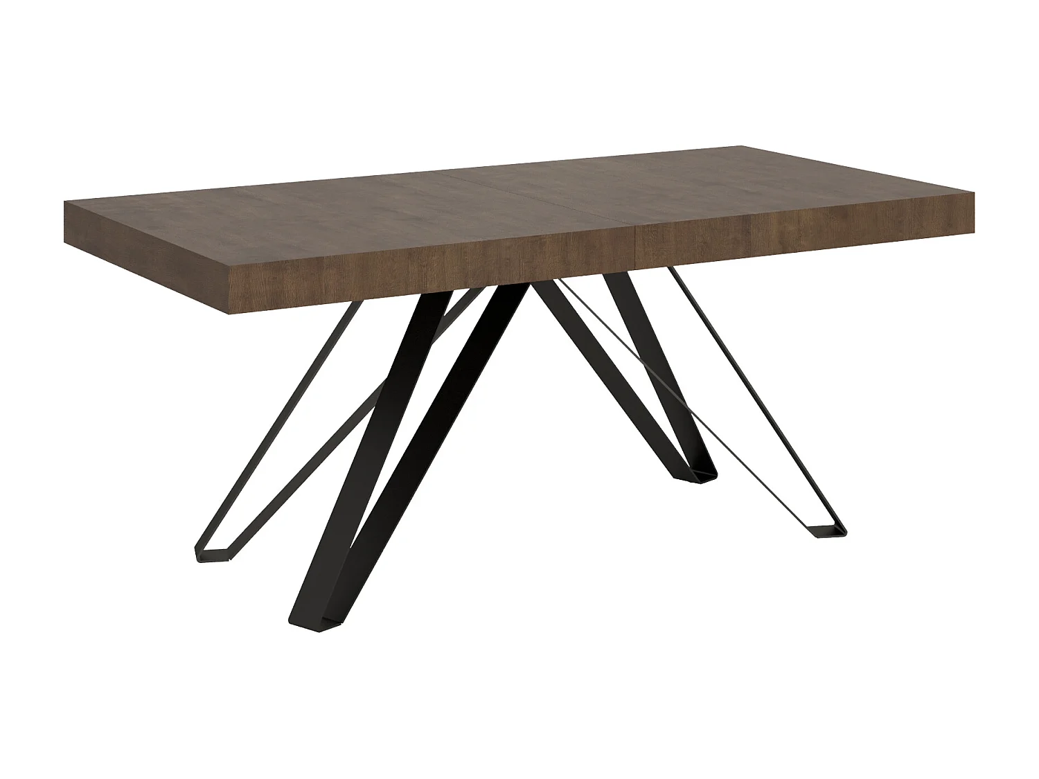 Table extensible 180/440x90 cm Terium effet bois, noyer pieds anthracite