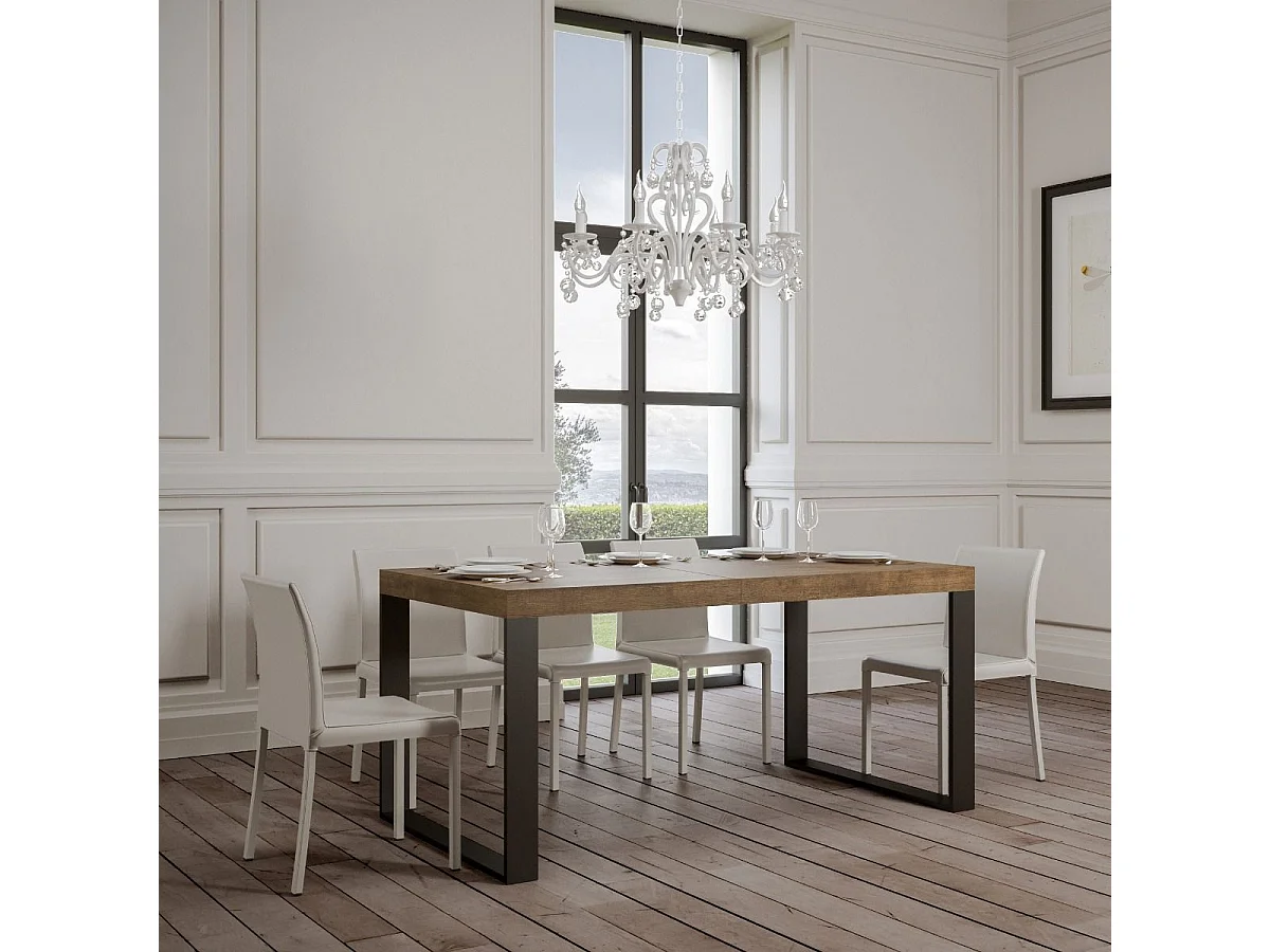 Stół rozkładany 140/400x90 cm Tecno orzech z nogami antracytowymi