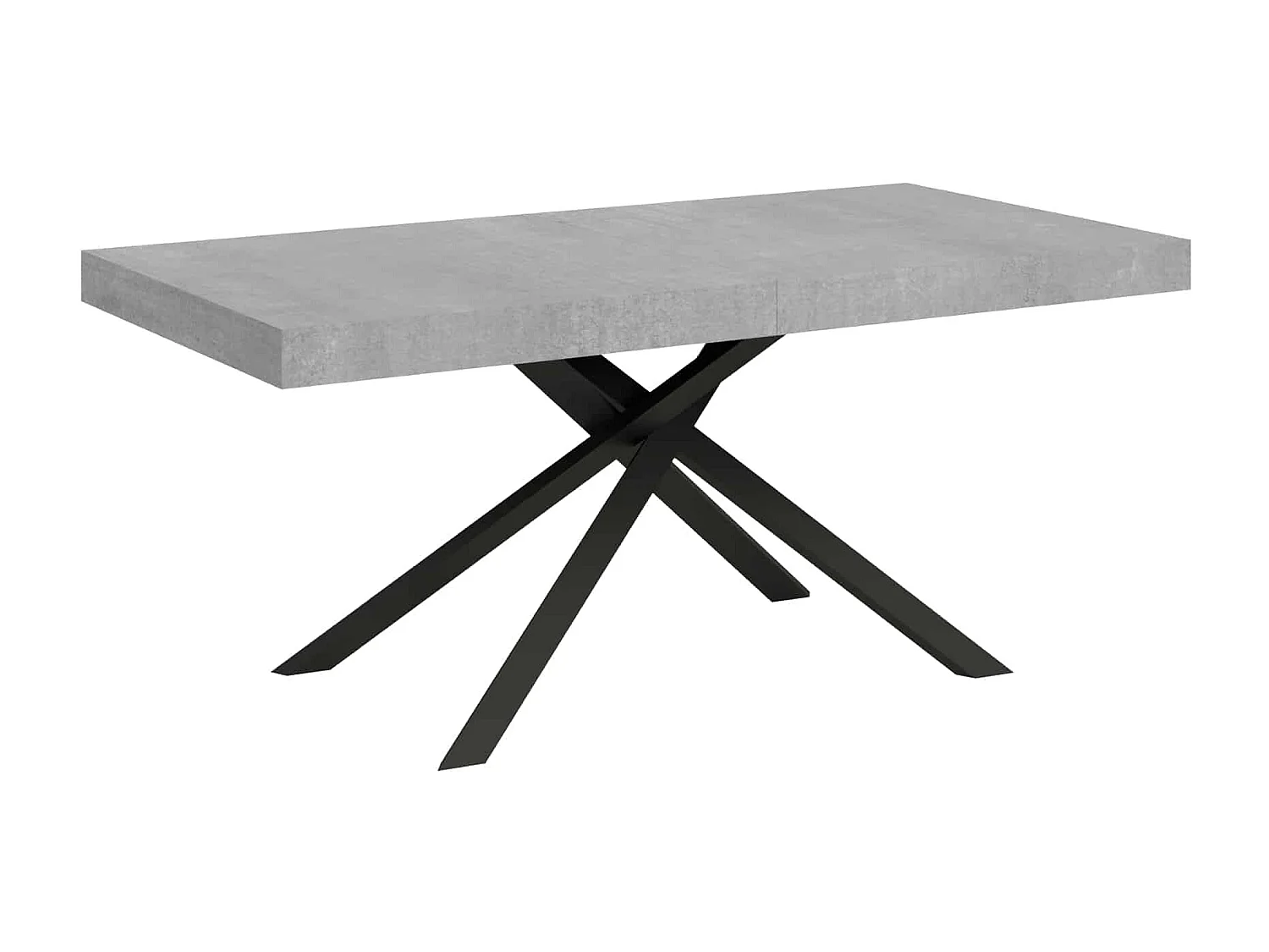 Table extensible 200/304x90 cm Karida effet gris béton pieds anthracite