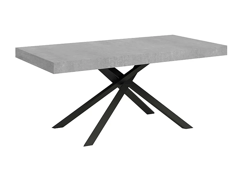 Table extensible 200/304x90 cm Karida effet gris béton pieds anthracite