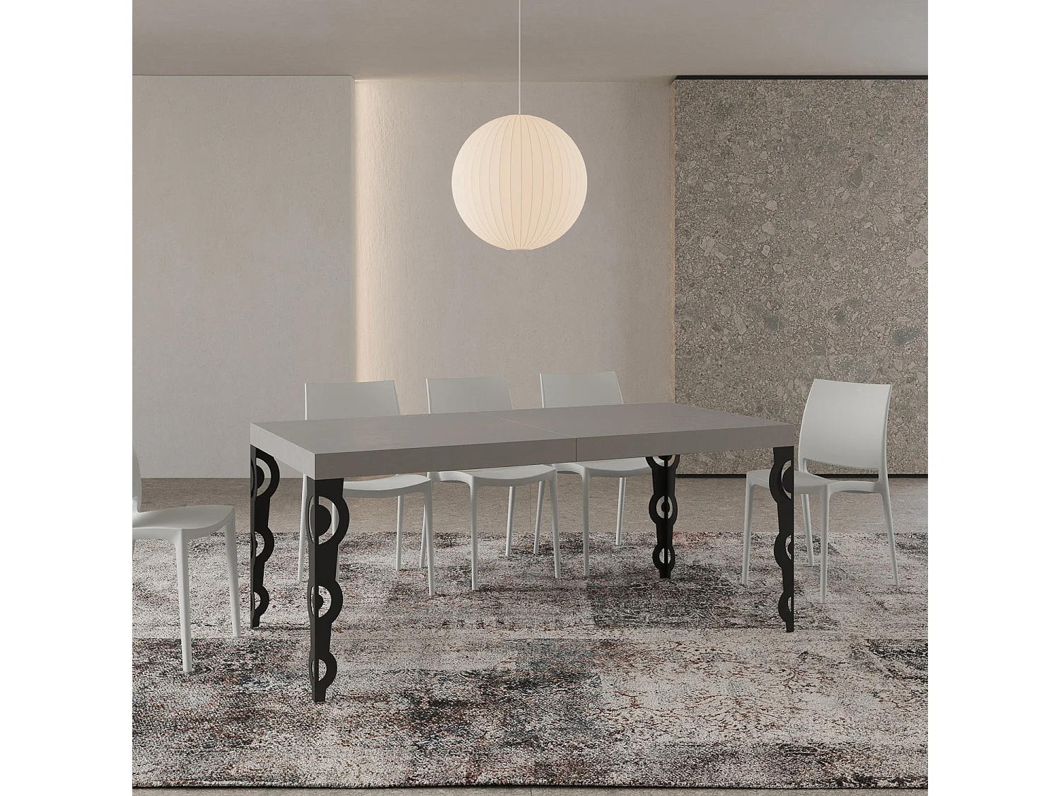 Stół rozkładany Karamay z kaszmiru 180/440x90 cm z nogami w kolorze antracytowym