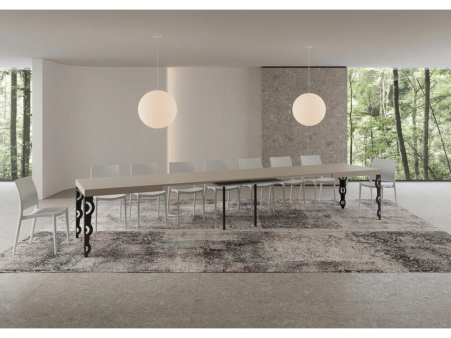 Table extensible 180/440x90 cm Karamay cachemire pieds anthracite