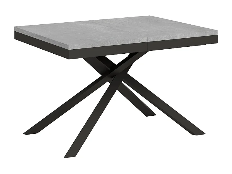 Ausziehtisch 120/380x90 cm Karida Evolution Zement Gestell und Füße Anthrazit