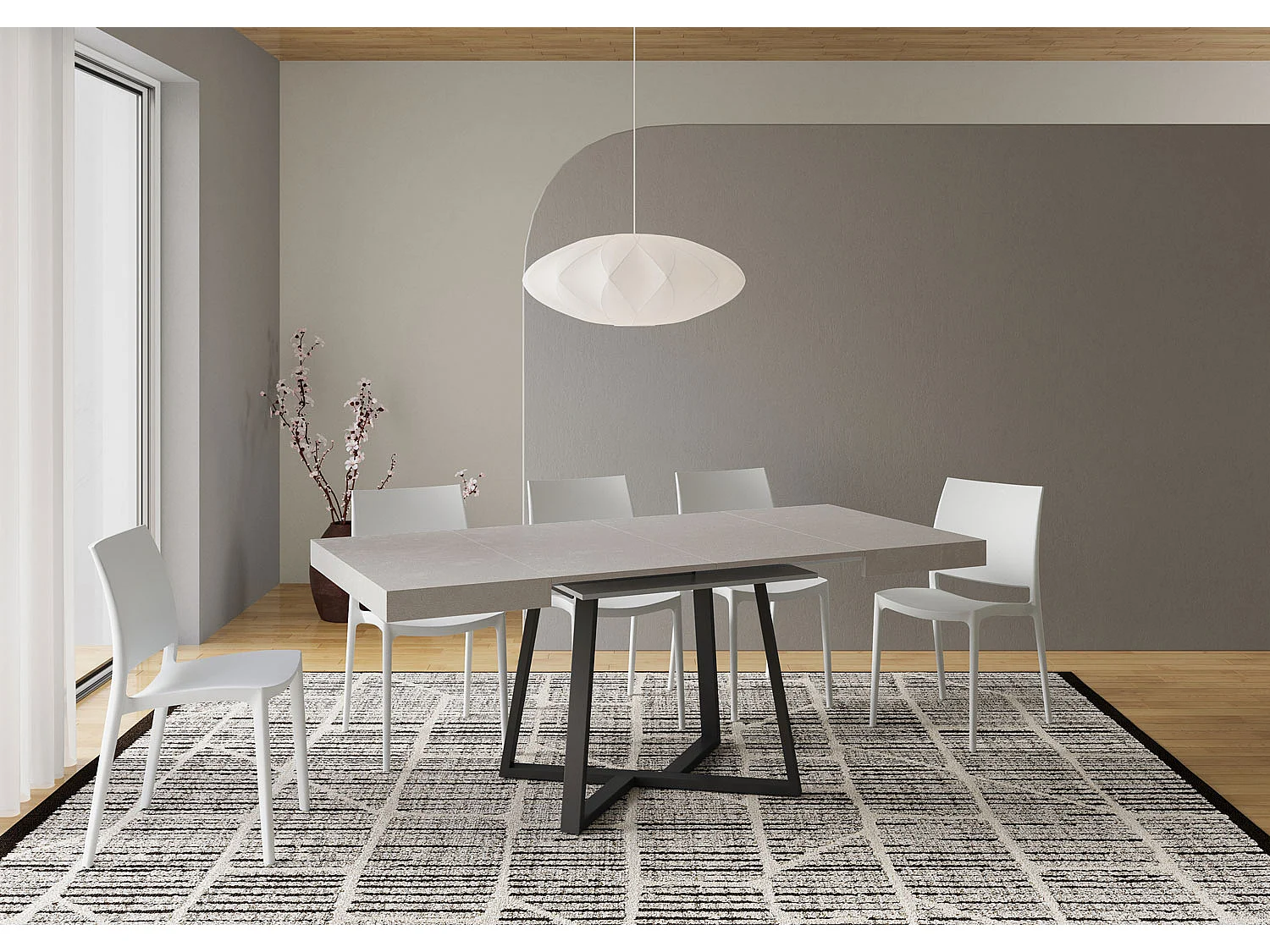 Mesa extensible 90x90/194 cm Zeplir cachemira patas antracita