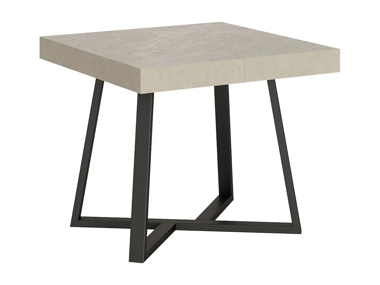 Table extensible 90/194x90 cm Zeplir cachemire pieds anthracite