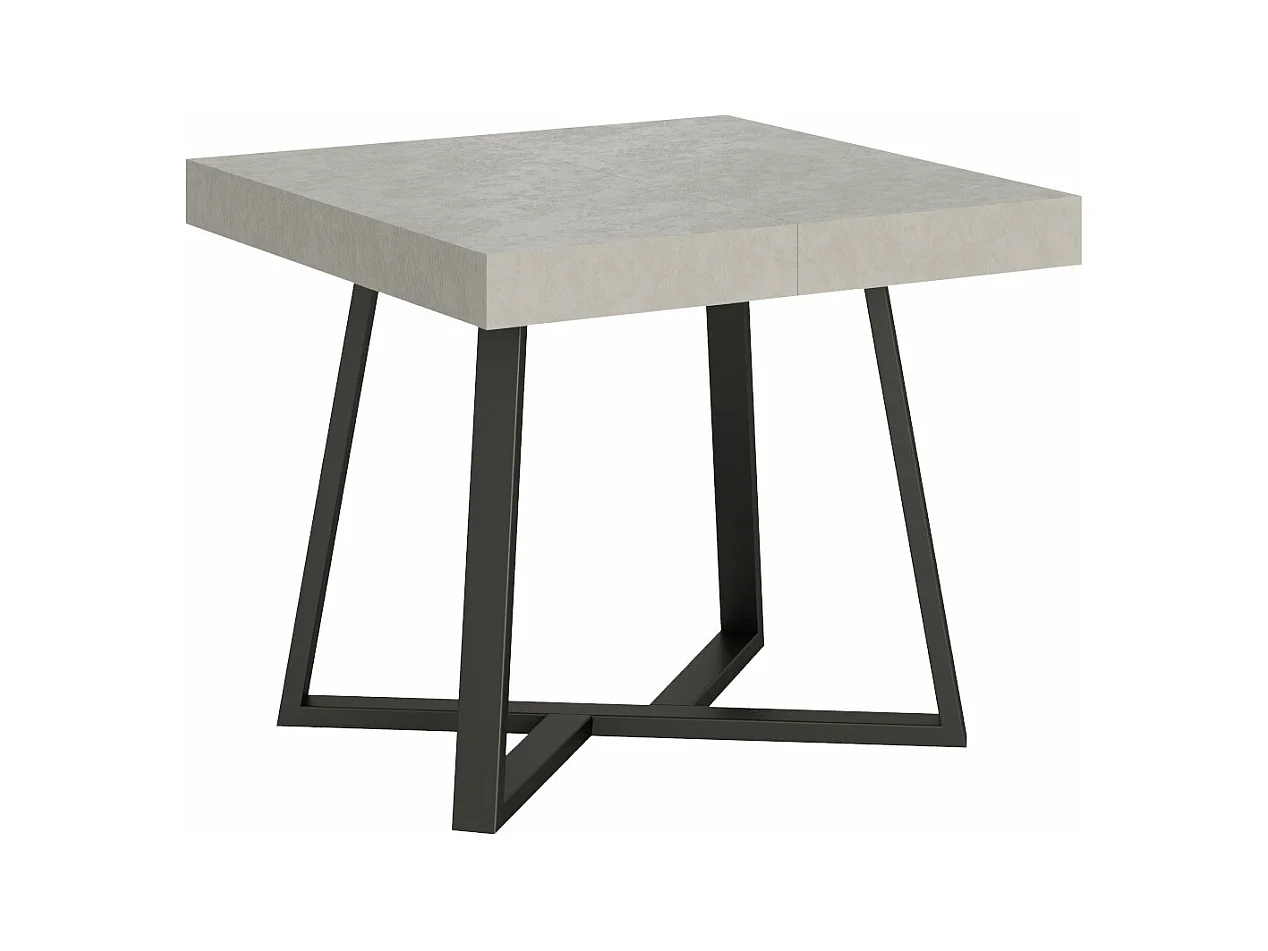 Table extensible 90x90/194 cm Zeplir cachemire pieds anthracite