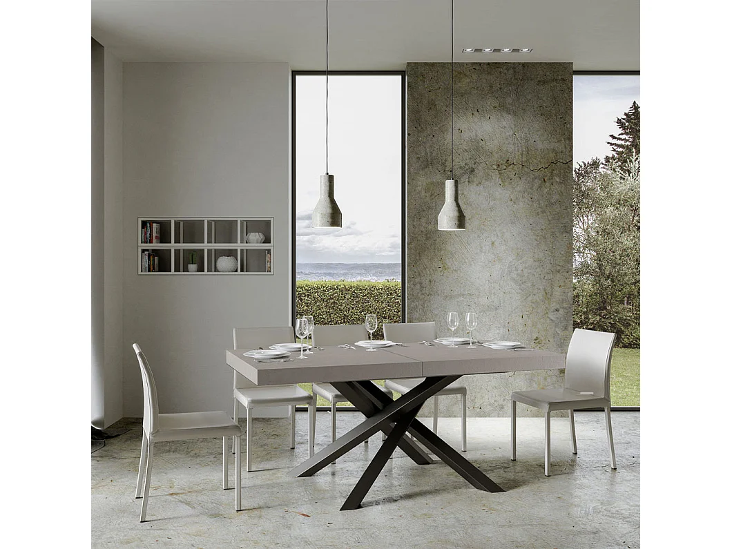 Table extensible 90x180/284 cm Volantis cachemire pieds anthracite