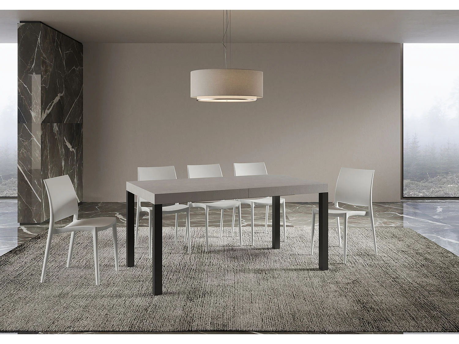 Mesa extensible 90x160/420 cm Everyday cachemira patas antracita