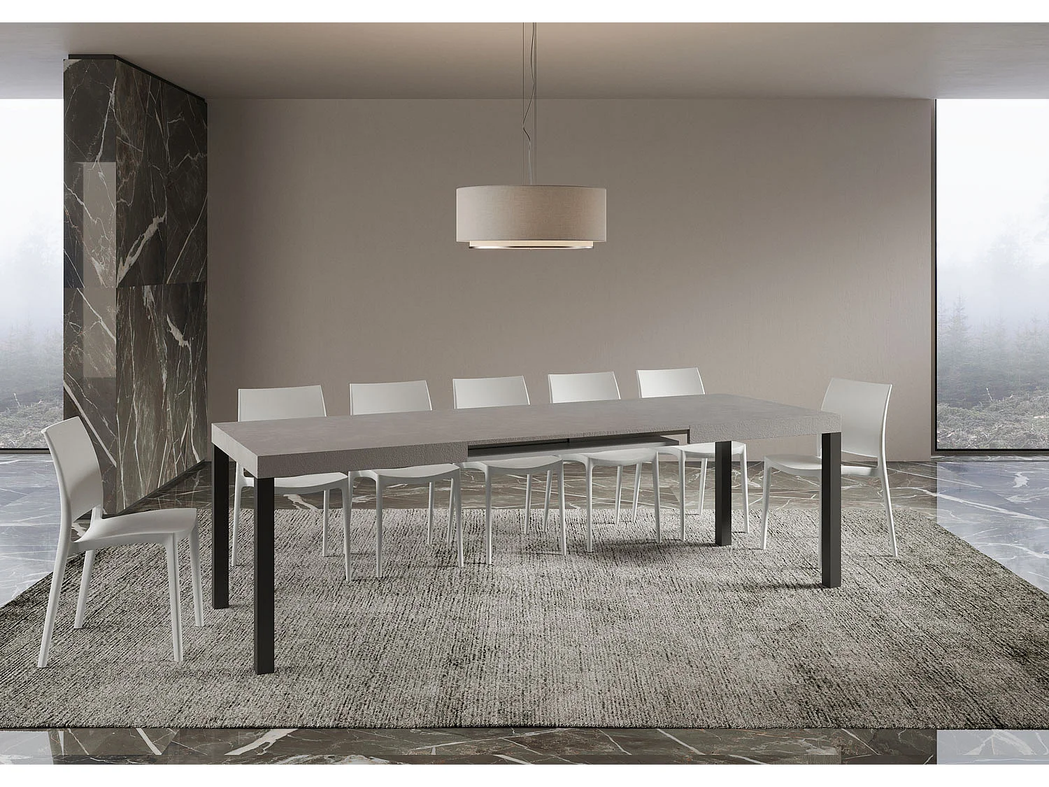 Mesa extensible 90x160/420 cm Everyday cachemira patas antracita