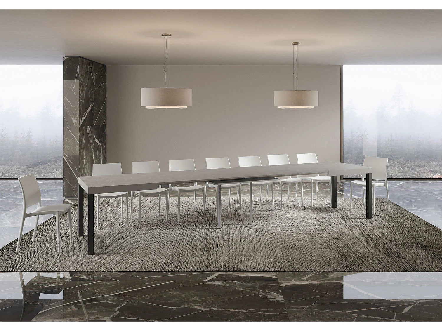 Mesa extensible 90x160/420 cm Everyday cachemira patas antracita