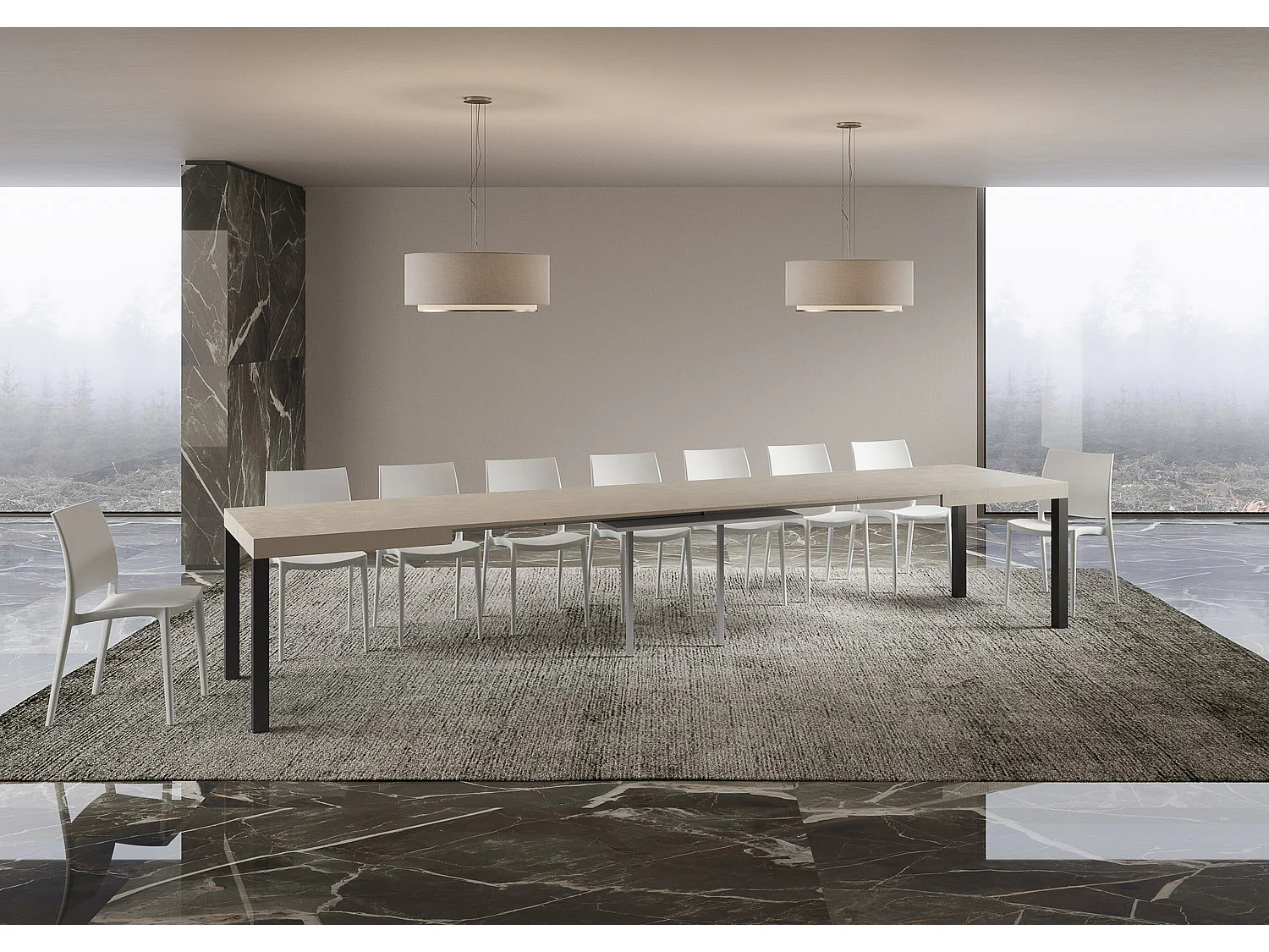 Table extensible 160/420x90 cm Everyday cachemire pieds anthracite