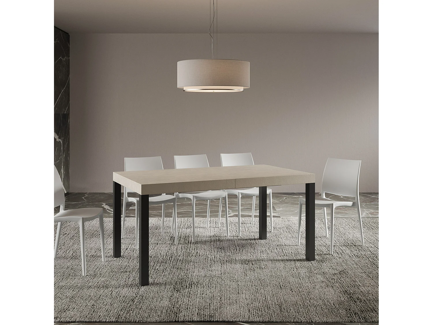 Table extensible 160/420x90 cm Everyday cachemire pieds anthracite