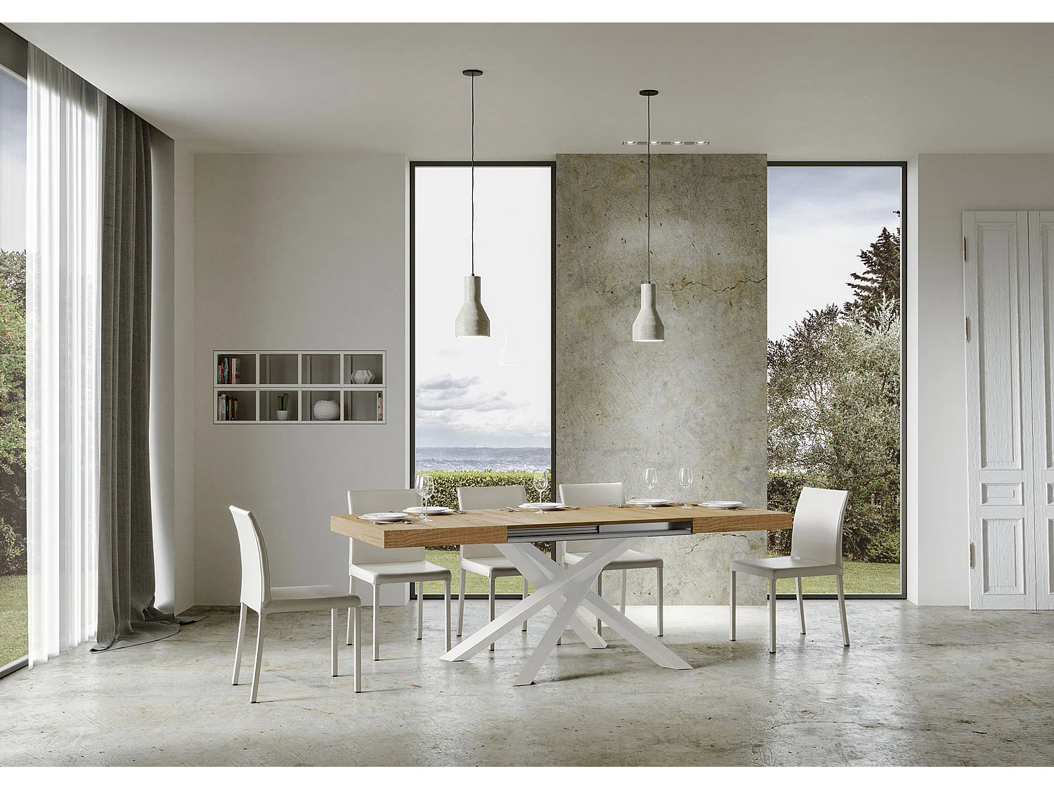 Volantis uitschuifbare tafel 130/234x90 cm naturel eiken witte poten