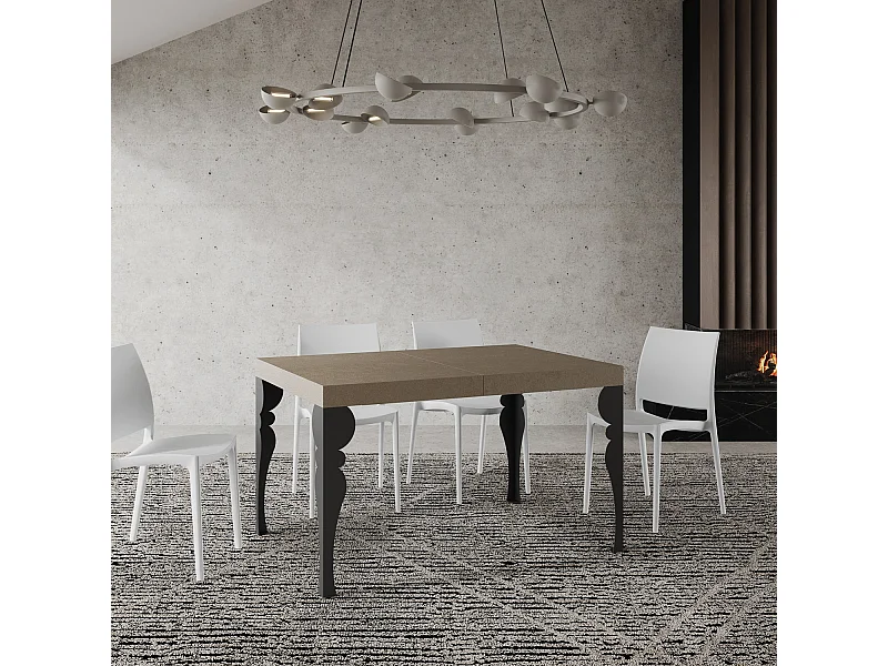 Mesa extensible 140/400x90 cm Paxon gris paloma patas antracita