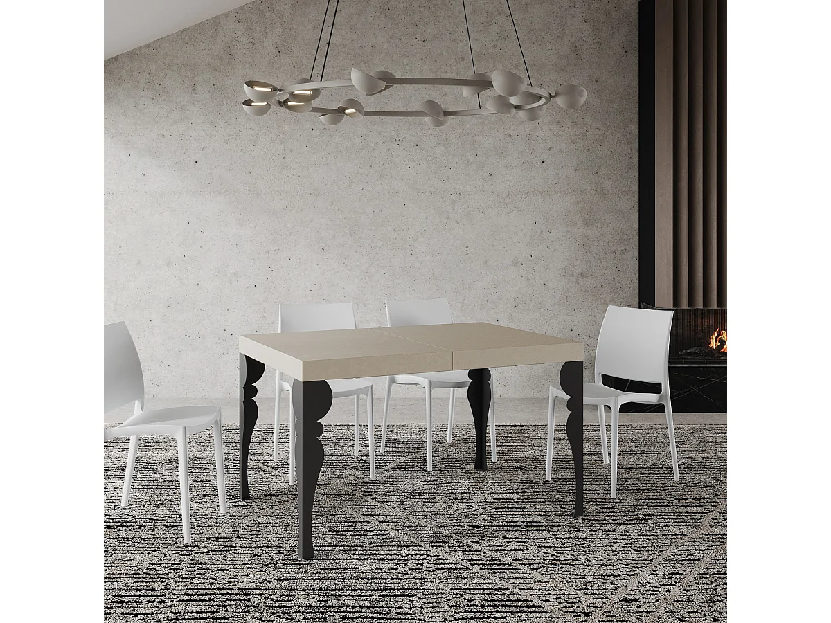 Table extensible 120/224x90 cm Paxon cachemire pieds anthracite