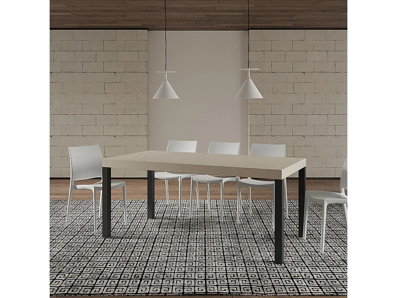 Uitschuifbare tafel 200/304x90 cm Everyday kasjmier met antraciete poten