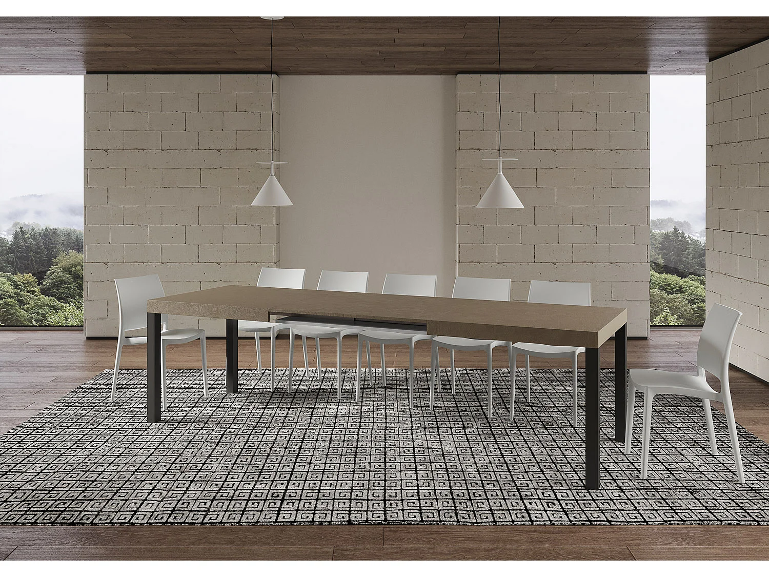Table extensible 180/440x90 cm Everyday taupe pieds anthracite
