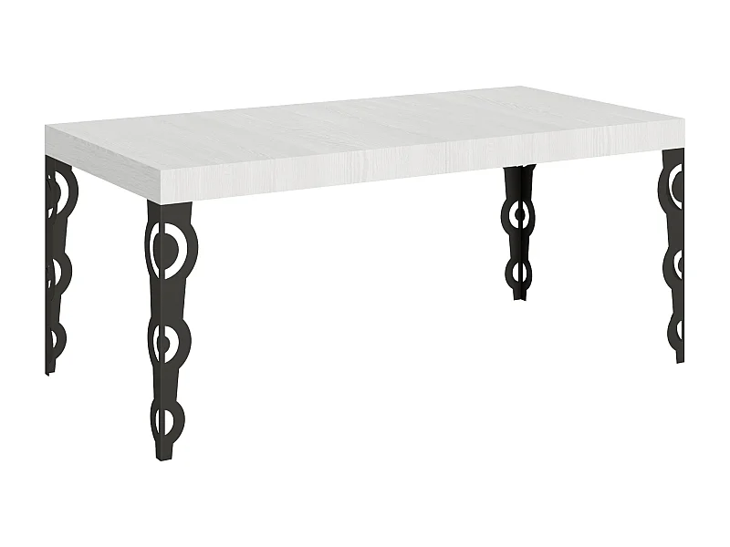 Mesa extensible 200/304x90 cm Karamay fresno blanco patas antracita