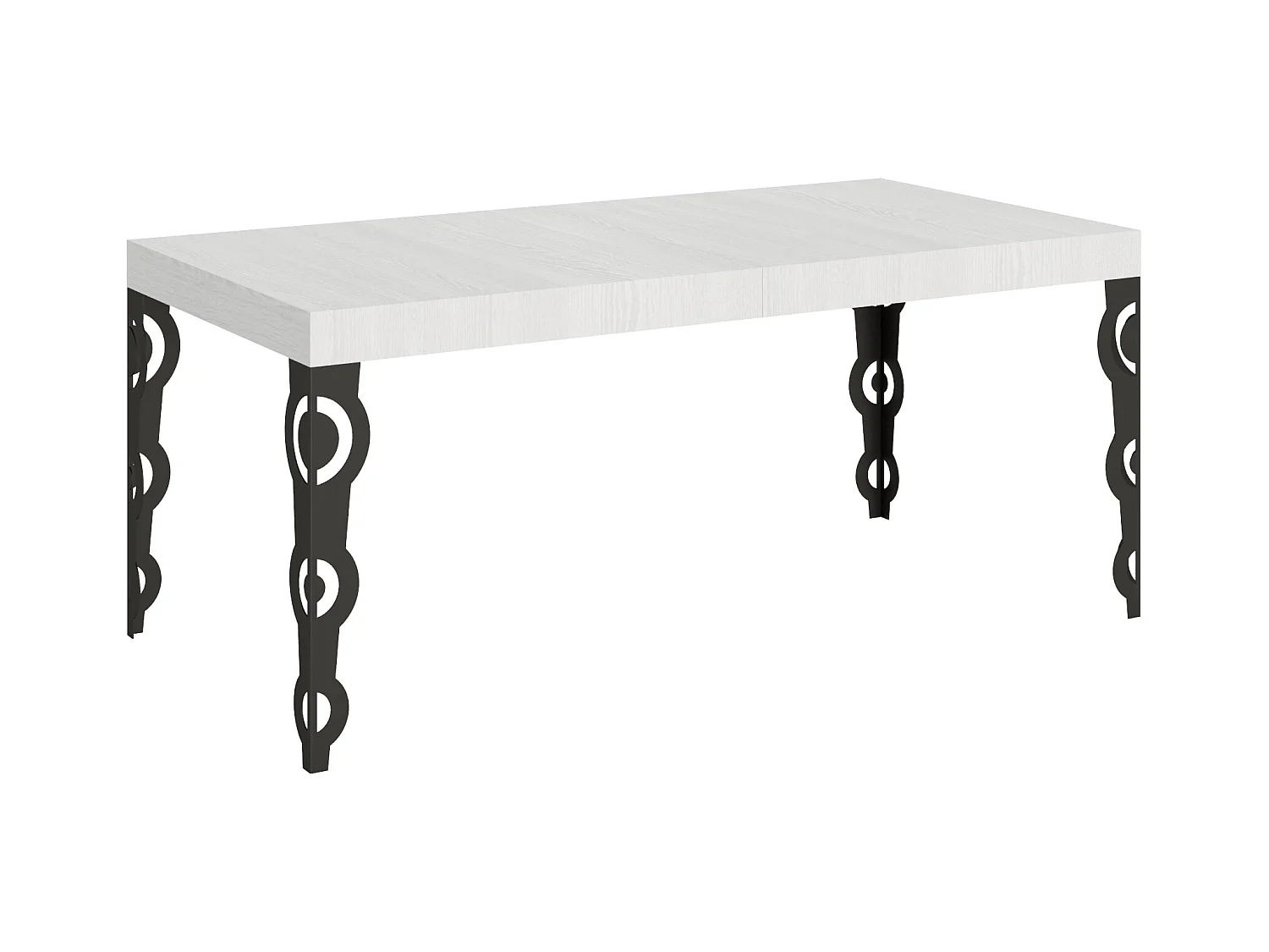 Table extensible 90x200/304 cm Karamay Frêne Blanc cadre Anthracite