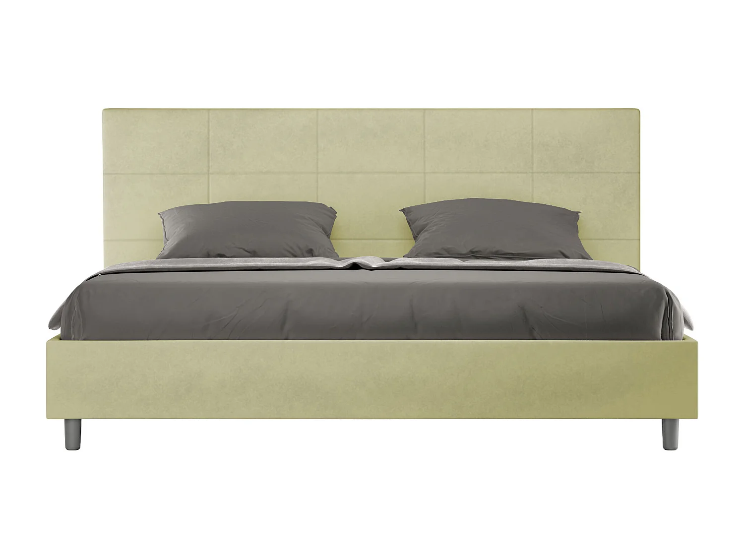 Cama de casal super king size com arrumação estofada 200x200 microfibra verde Mika