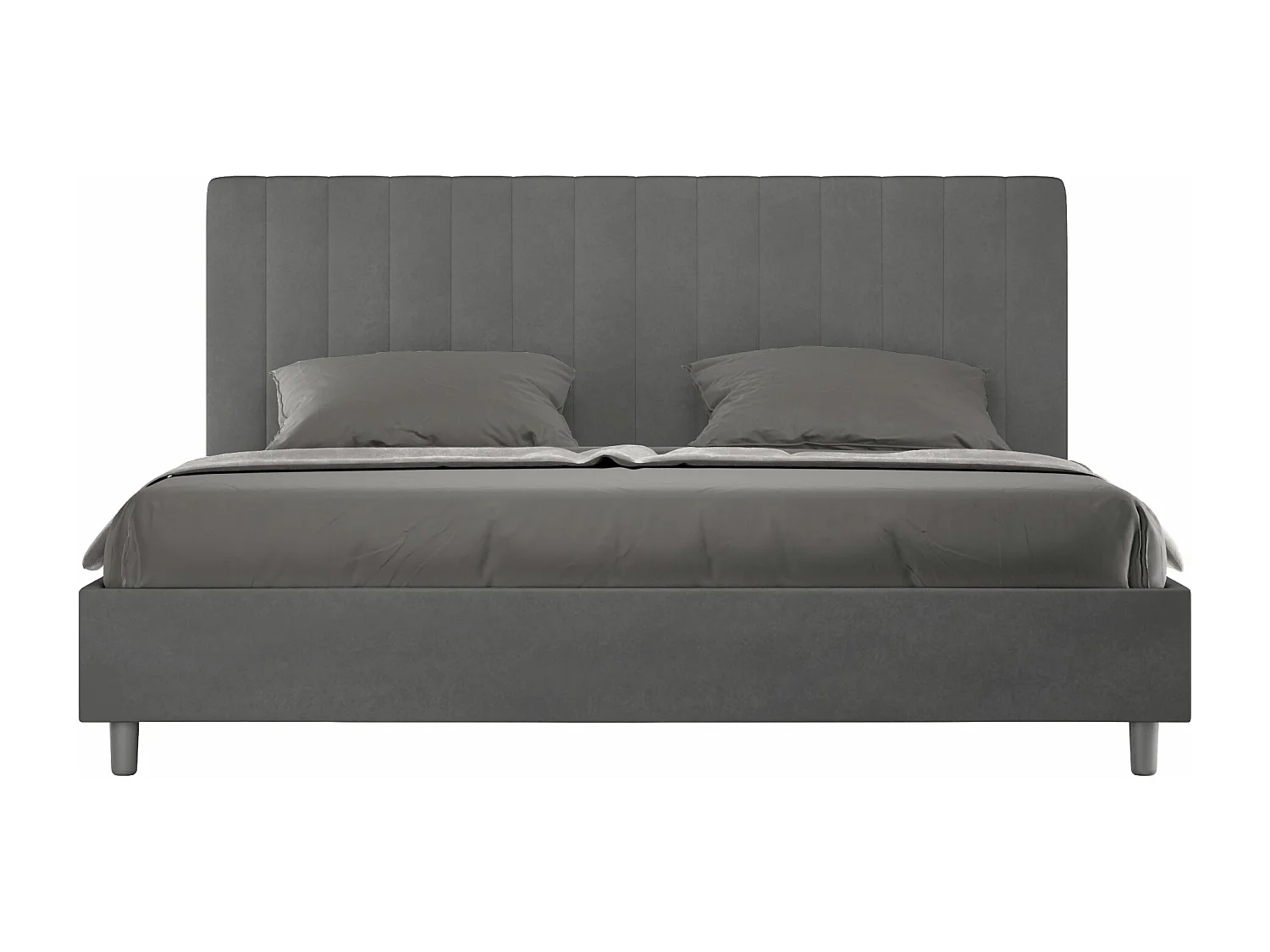 Cama matrimonial con almacenaje acolchada 180x200 microfibra gris Agueda