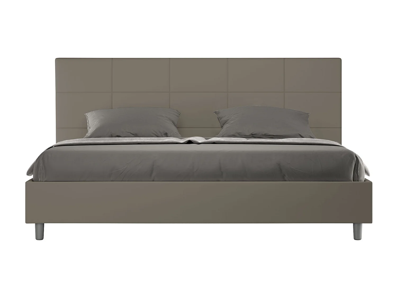 Cama matrimonial con almacenaje acolchada 180x210 cuero sintético capuchino Mika