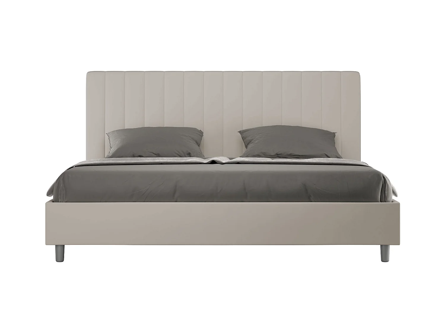Lit king size coffre rembourré 180x210 similicuir taupe Agueda