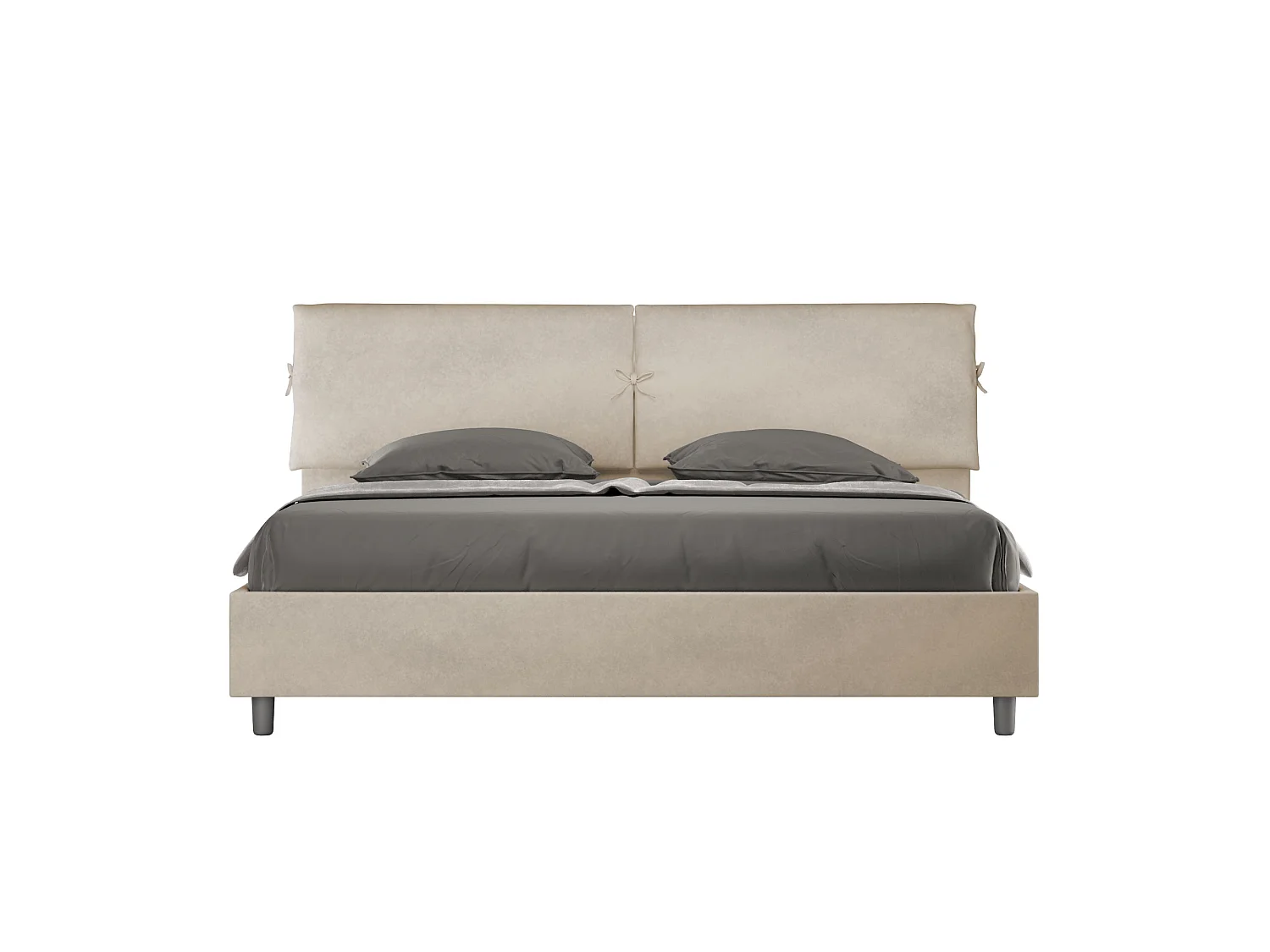 Lit king size coffre rembourré 200x210 microfibre sable Mados