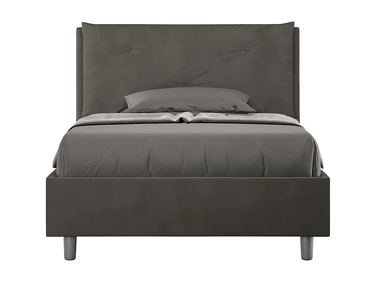 Lit 1 place et demi coffre rembourré 120x190 microfibre gris Appia Large