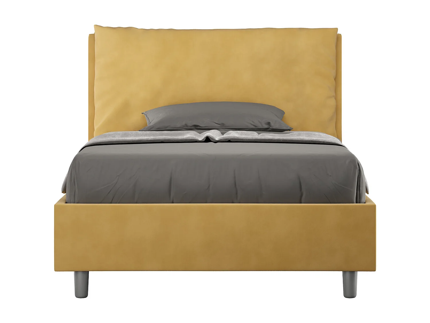 Lit 1 place et demi coffre rembourré 120x190 microfibre ocre Antea Large