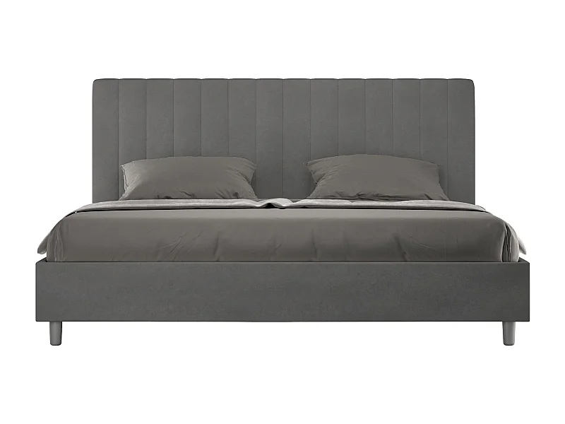 Cama matrimonial con almacenaje acolchada 200x200 microfibra gris Agueda