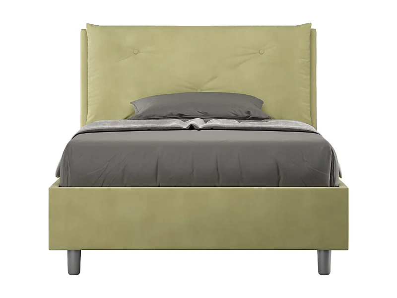 Cama de una plaza y medio con almacenaje acolchada 120x210 microfibra verde Appia Large