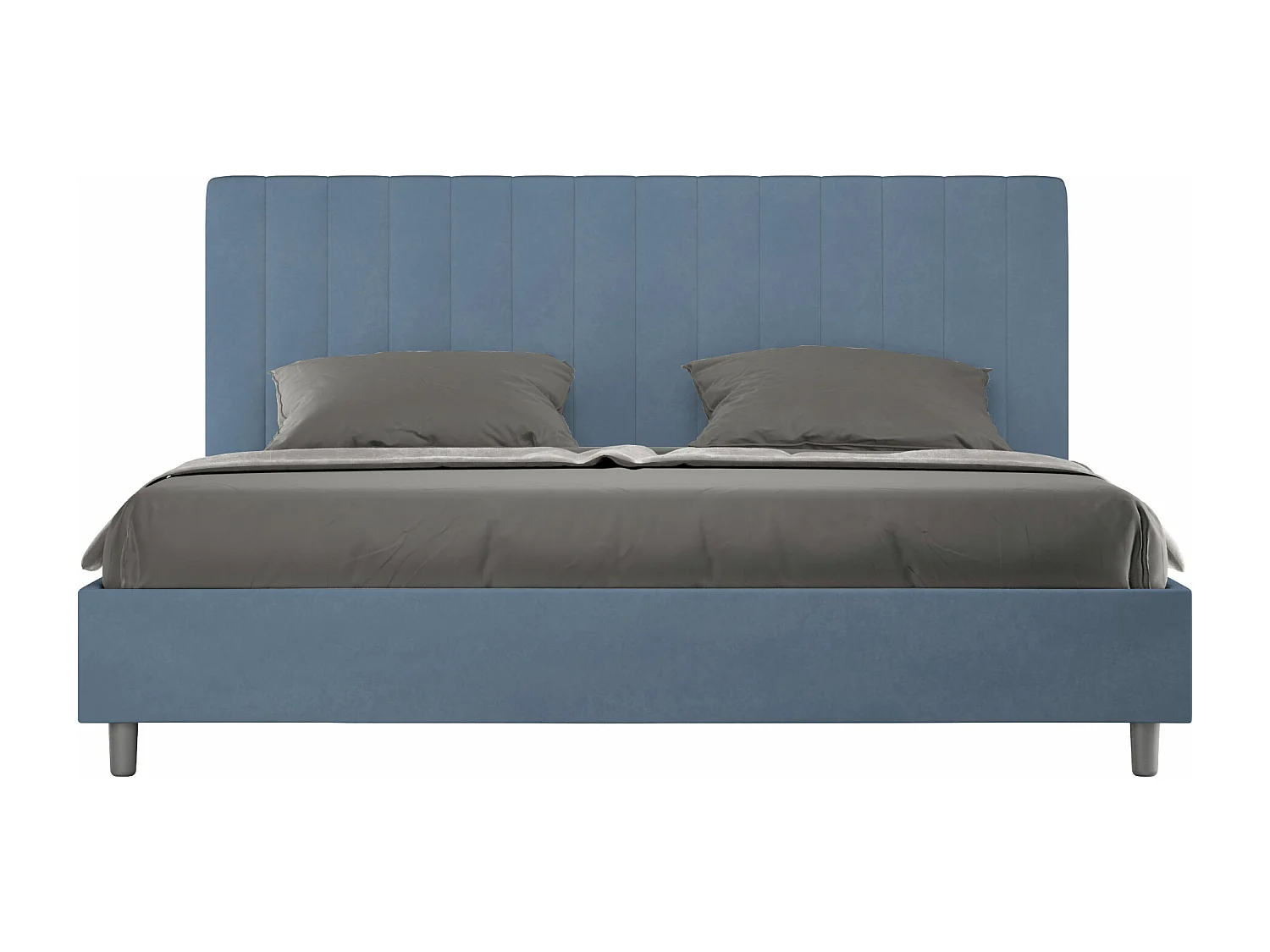 Gepolstertes Bett mit Bettkasten 200x210 mit Mikrofaserbezug Blau Agueda