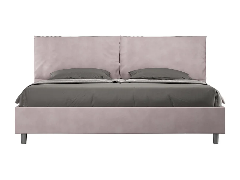 Lit king size coffre rembourré 200x210 microfibre lilas Antea Large